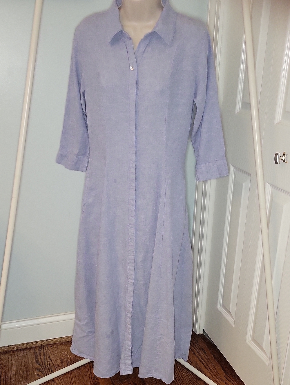 Joie Light Chambray Blue Button Down Linen Blend Maxi Shirt Dress Size Small